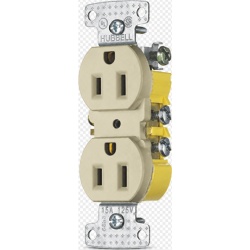 HUBBELL HUB-RR15I Contacto Duplex 15A 125V/ 2 Polos 3 Hilos / Cableado posterior y lateral / Nema 5-15R / Color Marfil.