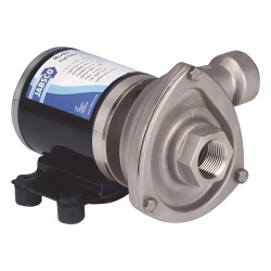 JABSCO 50840-0012 Bomba centrifuga Cyclone de baja presion a 12 Vcd caudal de hasta 29 GPM presion maxima de 8.7 psi en acero inoxidable.