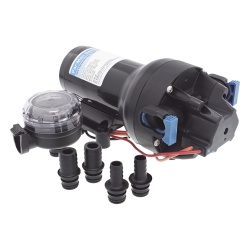 JABSCO P501J-118S-3A Bomba de diafragma controlada por presion para trabajo pesado ParMax de 12 Vcd caudal de 5 GPM presion maxima 60 psi para manguera de diametro interior de 13 mm (1/2") y 19 mm (3/