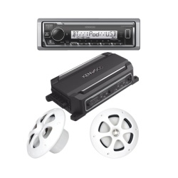 JVC KENWOOD KEA4/1613MRW Kit de estereo con Bluetooth KMR-M332BT | Amplificador KAC-M1814 | mas Par de bocinas KFC-1613MRW