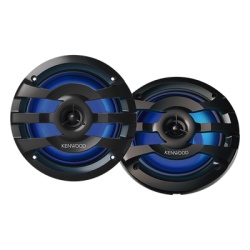 JVC KENWOOD KFC1673MRBL Par de altavoces fabricados en grado marinos en rejilla color negro de 6.5" con iluminacion led potencia maxima de 260 W