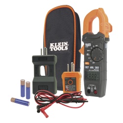 KLEIN TOOLS CL-120-KIT Kit de Amperimetro de Gancho (400A CA) con Probador de Fase y Divisor (para medir corriente sin cortar el cable).