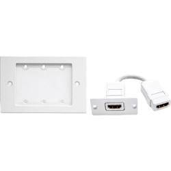 KRAMER FRAME1G/WH(W) Placa de Pared HDMI / 1 Gang / Marco Metálico / Versión USA / Inserción Simple / Montaje al Ras / Accesorios Incluidos