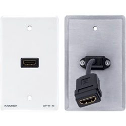 KRAMER WP-H1M(WP-HDMI1M)/US(W) Placa de Pared HDMI Pasiva / Conexión Frontal y Trasera / Cable Plano Flexible / Formato US / Blanco