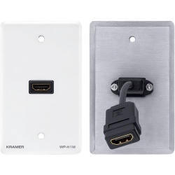 KRAMER WP-H1M(WP-HDMI1M)/US(W) Placa de Pared HDMI Pasiva / Conexión Frontal y Trasera / Cable Plano Flexible / Formato US / Blanco
