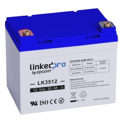 LINKEDPRO BY EPCOM LK3512 Bateria de respaldo 12 V | 35 Ah | AGM | Especial para Seguridad Electronica | UPS | Vida util 5 anos | Terminales T1