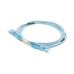LINKEDPRO BY EPCOM LP-FOM3-LCLC-R02 Jumper de Fibra Optica Multimodo OM3 50/125 LC-LC OFNR (Riser) 2.0 mm Duplex Aqua 2 Metros (6.56 Pies)