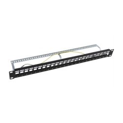 LINKEDPRO BY EPCOM LP-PP-23-STP-BK-24P Patch Panel Modular Blindado (STP) de 24 Puertos con Barra para Organizar Cable