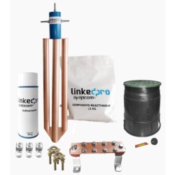 LINKEDPRO BY EPCOM LPGROUND200AKIT Kit Puesta a Tierra 200A / Electrodo Cobre Electrolitico / Diseno Delta / Filtro Equipotencial / Compuesto 12 kg / Barra Union + Conectores + Registro