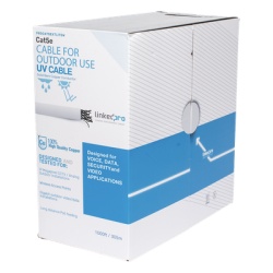 LINKEDPRO BY EPCOM PRO-CAT5-EXT-LITEW-V2 Bobina de cable de 305 m Cat5e para intemperie sin blindar color blanco UL para aplicaciones en CCTV redes de datos Requiere tuberia para su correcta instalaci