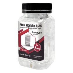 LINKEDPRO BY EPCOM TC5SG-100 Bote con 100 Piezas de Plug Modular RJ45 Cat5e Blindado Chapado de Oro a 30 Micras para Durabilidad Extrema con Pin de Tierra