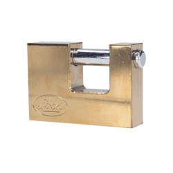 LOCK SYS-L22-C80-ELBB Candado de acero para Cortina Metalica / Medida 80 mm/ Acabado Laton Brillante / Nivel de Seguridad 6 / Llave Estandar.