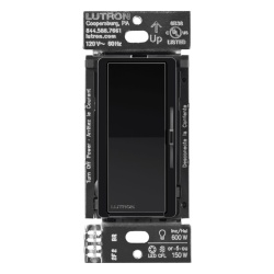 LUTRON CASETA WIRELESS DVRF6LBL Atenuador de pared inteligente Diva con control deslizante 120 V sin cable neutro 150 W LED y CFL o 600 W incandescente y halogeno sistema Caseta Wireless color negro