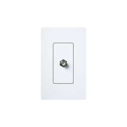 LUTRON ELECTRONICS CACJWH Toma de pared para cable coaxial con conector tipo F de 75 ohms estilo Designer de la linea Claro para senal de TV color blanco brillante