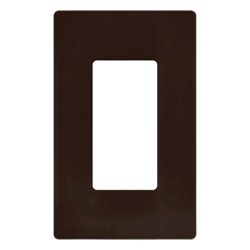 LUTRON ELECTRONICS CW1-BR Placa de pared Claro de 1 espacio (1-gang) sin tornillos visibles apertura tipo decorador acabado brillante color cafe para atenuadores e interruptores Lutron
