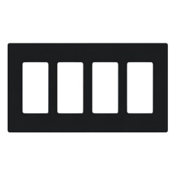 LUTRON ELECTRONICS CW4-BL Placa de pared Claro de 4 espacios sin tornillos visibles acabado negro brillante para atenuadores apagadores y controles Pico de Lutron