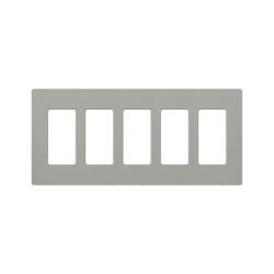 LUTRON ELECTRONICS CW5-GR Placa de pared Claro de 5 espacios acabado brillante color gris sin tornillos visibles para atenuadores apagadores y controles Pico de Lutron