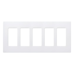 LUTRON ELECTRONICS CW5WH Placa de pared Claro de 5 espacios sin tornillos visibles color blanco brillante para atenuadores apagadores y controles Pico Lutron