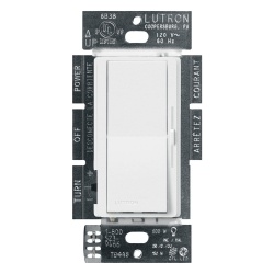 LUTRON ELECTRONICS DVSCCL153PSW Atenuador de pared Diva C·L un polo o 3 vias para LED/CFL (150 W) o incandescente/halogena (600 W) color blanco nieve