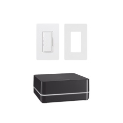 LUTRON ELECTRONICS KITRA2SELECT2 Kit de control de iluminacion RA2 Select con repetidor principal atenuador de 600 W (150 W LED) y placa Claro control desde la app Lutron y asistentes de voz