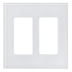 LUTRON ELECTRONICS LFGR-2-CWH Placa frontal de cristal de 2 espacios para atenuadores teclados y controles Pico Lutron con apertura tipo Designer sin tornillos visibles cristal claro con pintura blanc
