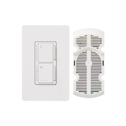 LUTRON ELECTRONICS MA-LFQM-WH Control de pared Maestro para ventilador de techo y luz atenuador de 300 W 7 velocidades silenciosas multilocalizacion incluye modulo de canopy color blanco