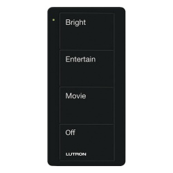 LUTRON ELECTRONICS PJ24BGBLP01 Control inalambrico Pico de 4 botones para escenas grabado de fabrica pila CR2032 de hasta 10 anos negro brillante compatible con Caseta Wireless RadioRA 2 y 3