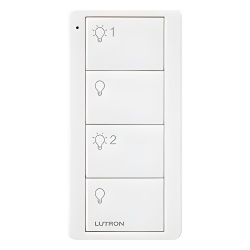 LUTRON ELECTRONICS PJ24BWHL21P Control Pico inalambrico de 4 botones para encender y apagar dos grupos de luces con bateria de 10 anos compatible con Caseta Wireless RadioRA 2 y HomeWorks QS
