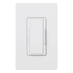 LUTRON ELECTRONICS RRDPROWH Atenuador de pared Maestro RF PRO de 120 V 250 W en LED o 500 W incandescente fase seleccionable y neutro opcional para RadioRA 2 RA2 Select y RadioRA 3