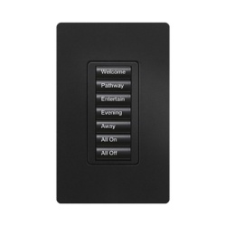 LUTRON ELECTRONICS RRDW7BMN Teclado de pared seeTouch de 7 botones retroiluminados para control de escenas de luces y cortinas en sistema RadioRA 2 color Midnight satinado