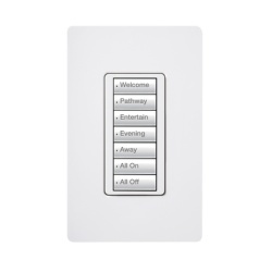 LUTRON ELECTRONICS RRDW7BWH Botonera de pared inalambrica de 7 botones retroiluminada 120 V color blanco para el sistema de control de iluminacion RadioRA 2