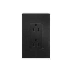 LUTRON ELECTRONICS SCR15MNL Tomacorriente duplex de 15 A y 125 V estilo decorador linea Satin Colors en color Midnight complemento para controles y placas Lutron; placa se vende por separado
