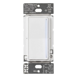 LUTRON RADIORA 3 RRSTPRONWH Atenuador de pared tactil Sunnata Pro LED+ con barra de luz 250 W LED o 500 W incandescente a 120 V requiere neutro color blanco brillante para sistema RadioRA 3