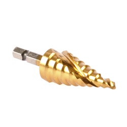MAKITA D-40185 Broca escalonada espiral de 1/4" hss-tin 4-20 mm blister con una pieza.