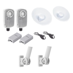 MIMOSA NETWORKS C6XPTPKIT3 Kit de 2 radios C6X con 2 antenas de (20 dBi) rango de frecuencia extendida (5.1 a 6.4 GHz) incluye inyector POE cable de alimentacion y 2 FLEXIMOUNT-XL para alineacion