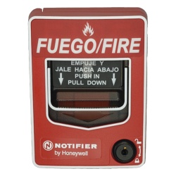 NOTIFIER NBG-12WLSP Estacion manual de pull inalambrica direccionable de doble accion con reset por llave malla SWIFT y protocolo FlashScan texto en espanol