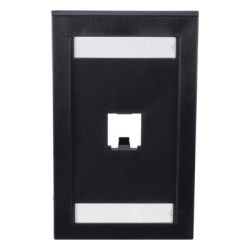 PANDUIT CFPE1BLY Placa de Pared Vertical Ejecutiva Salida de 1 Puerto Mini-Com Con Espacios Para Etiquetas Color Negro
