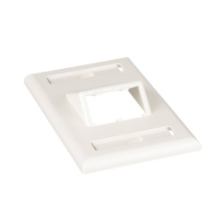 PANDUIT CFPSL2IWY Placa de Pared Vertical Clasica Salida Para 2 Puertos Mini-Com Inclinados Con Espacios Para Etiquetas Color Blanco Mate