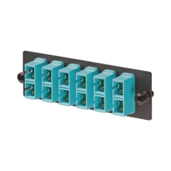 PANDUIT FAP6WAQDSCZ Placa Acopladora de Fibra Optica FAP Con 6 Conectores SC Duplex (12 Fibras) Para Fibra Multimodo OM3/OM4 Color Aqua