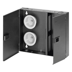 PANDUIT FWME2 Caja de Conexion de Fibra Optica Para Montaje en Pared Acepta 2 Placas FAP o FMP Hasta 48 Fibras Color Negro