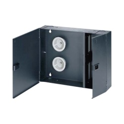 PANDUIT FWME4 Caja de Conexion de Fibra Optica Para Montaje en Pared Acepta 4 Placas Acopladoras FAP o FMP Hasta 96 Fibras Color Negro
