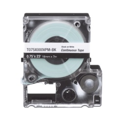 PANDUIT T075X000VPM-BK Casete de Etiquetas de Vinilo de Cinta Continua Color Negro Sobre Blanco Uso Interior/Exterior 18 mm de Ancho x 7 Metros (22.97 pies) de Largo