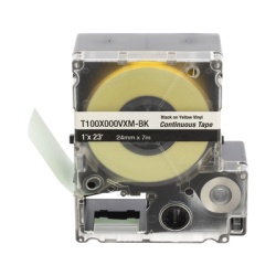 PANDUIT T100X000VXM-BK Casete de Etiquetas de Vinilo de Cinta Continua Color Negro Sobre Amarillo Uso Interior/Exterior 24 mm (0.94 Pulgadas) de Ancho x 7 Metros (23 Pies) de Largo