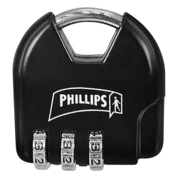 PHILLIPS-ASSA ABLOY MX2320 Candado de Combinacion Ajustable / No Requiere Llave / Color Negro.