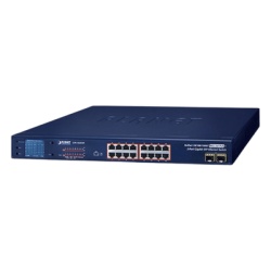 PLANET GSW-1820VHP Switch No Administrable PoE+ Extender Aislamiento VLAN de 16 Puertos Gigabit + 2 Combo TP/SFP y Pantalla
