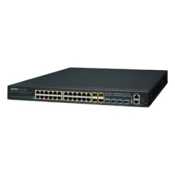 PLANET SGS-6341-24P4X Switch Administrable Stacking Capa 3 24 Puertos PoE 802.3af/at 10/100/1000T Hasta 370 W 4 Puertos 10G SFP+