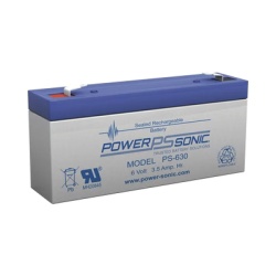 POWER SONIC PS-630-F1 Bateria 6V 3.50AH Para Respaldo Tecnologias AGM/VRLA 5 Anos Vida Util Terminales F1 Reconocida UL