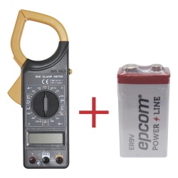 PRECISION DT266KIT Multimetro Digital de Gancho DT266 600 Vcc / Vca CATII. Con pantalla LCD. Incluye Bateria ER-9V de 9V