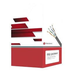 PRECISION PSC-CAT5EXT Bobina de Cable de UTP de 4 Pares Cat5e de 305 Metros (1000 Pies) 100% Cobre LDPE Resistente a Rayos UV Color Negro 24 AWG Uso en Exterior Para Aplicaciones de Voz Datos y Video