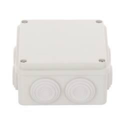 PRECISION PST-1010-ER Caja Derivacion-Conexion de Plastico (100 X 100 X 54 mm) con 7 Glandulas de Goma. Para Instalaciones Comerciales Residenciales e Industriales. Incluye Tornilleria para su Tapa.